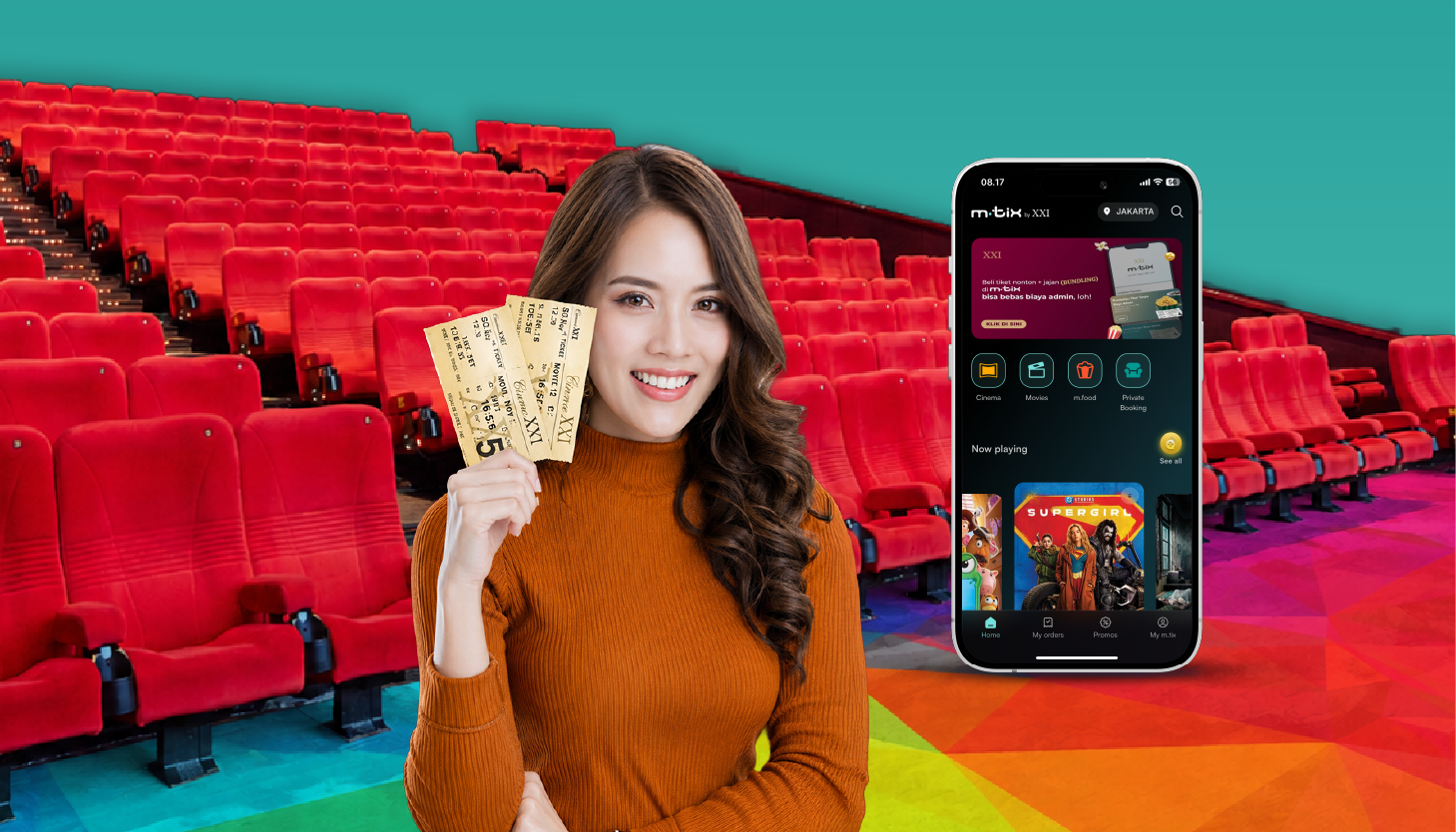 Buy 1 Get 2 Tickets di Apps m.tix by XXI dengan BNI Amex Vibe