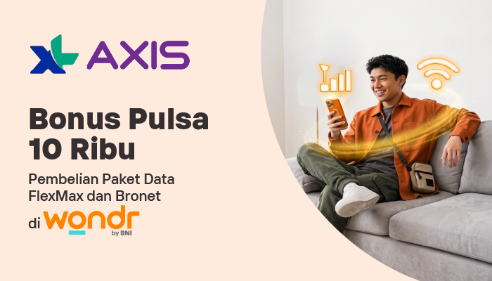 Bonus Pulsa Rp10.000 Pembelian Paket Data FlexMax dan Bronet di wondr by BNI