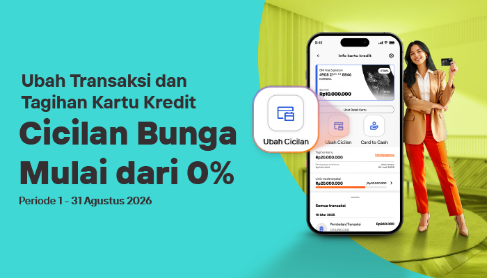 Ubah Transaksi dan Tagihan Kartu Kredit jadi Cicilan Bunga mulai dari 0%  Dapatkan Penawaran Menarik