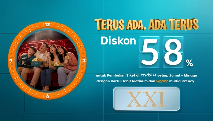 Diskon 58% di Promo MTIX HUT BNI dengan Kartu Debit BNI