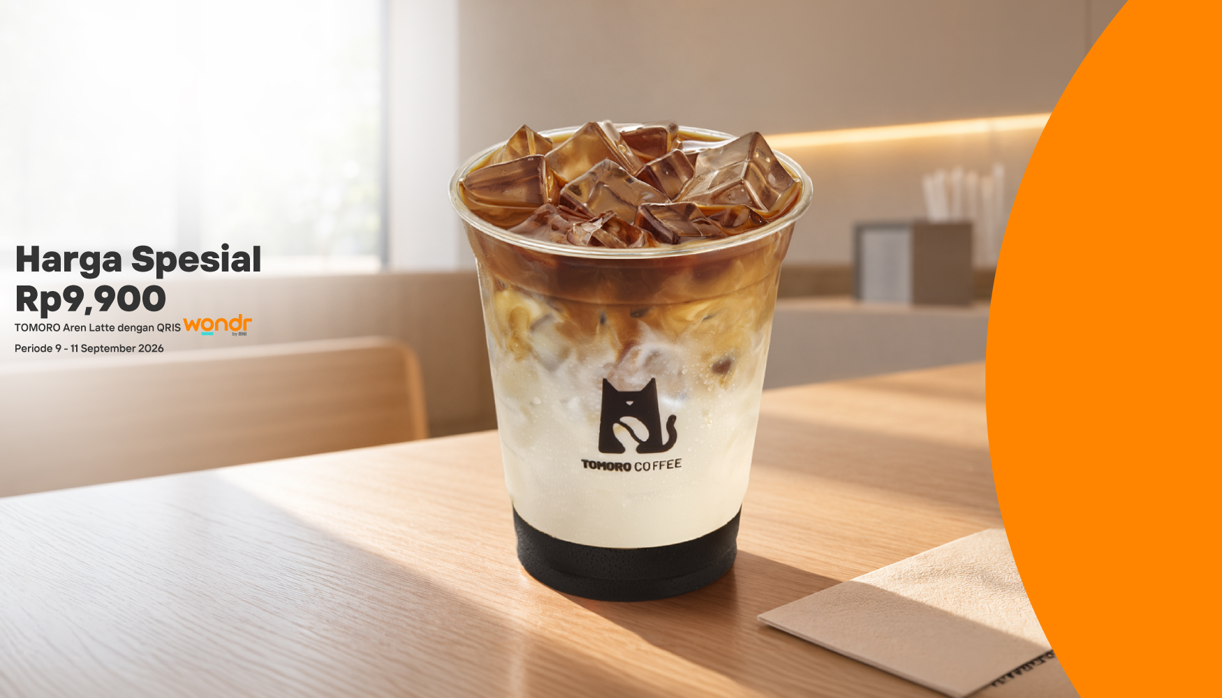 Harga Spesial Rp9.900 di Tomoro Coffee dengan QRIS wondr by BNI
