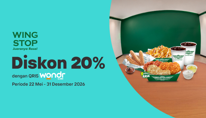 Dapatkan Diskon 20% di Wingstop  Transaksi dengan QRIS wondr by BNI 