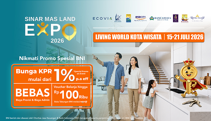 Dapatkan Penawaran Spesial Bebas Biaya Administrasi dan Provisi hingga Cashback sampai dengan Rp500.000 di Event SinarmasLand Expo Transaksi dengan wondr by BNI dan Kartu Kredit BNI