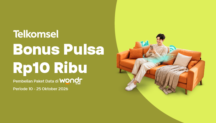 Bonus Pulsa Rp10.000 Pembelian Paket Data di wondr by BNI