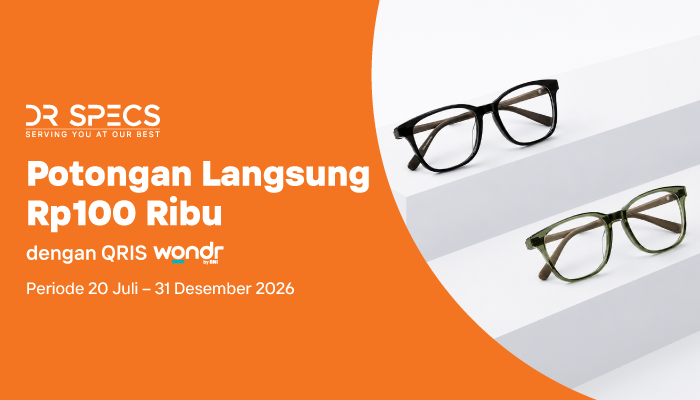 Potongan langsung Rp100.000 di Optik DR SPECS Indonesia dengan QRIS wondr by BNI